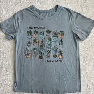 Zoe + Liv Blue Short Sleeve Tee with Plant Design